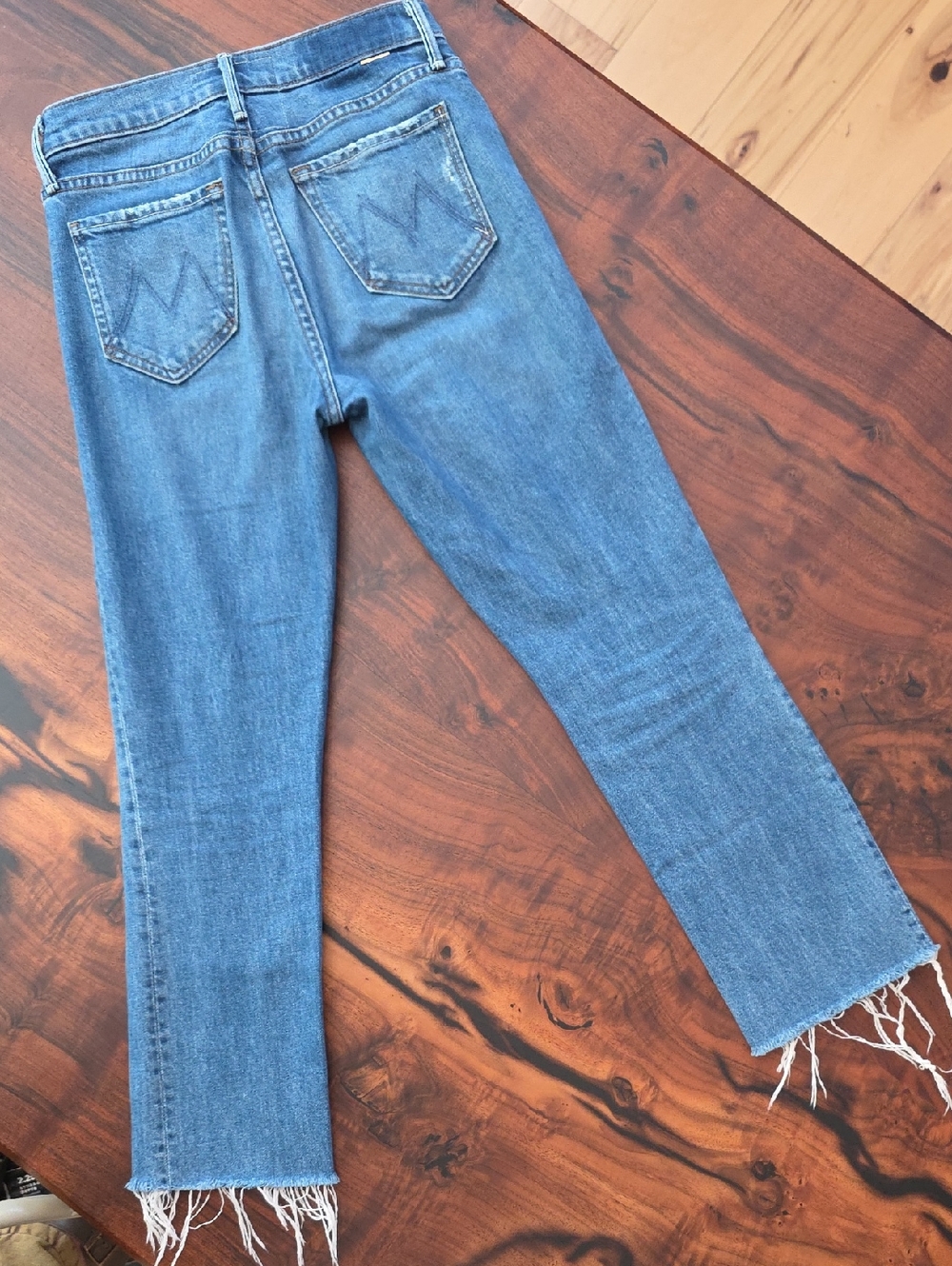 MOTHER🔥SUPERIOR🔥 Blue Cropped Straight Jeans with Frayed Hem🔥SZ25🔥